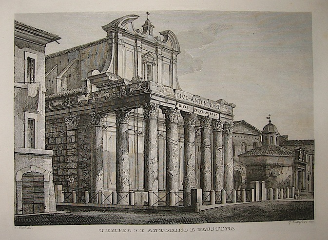 Cottafavi Gaetano (attivo nella prima metà  del XIX Secolo) Tempio di Antonino e Faustina 1843 Roma
